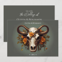 Romantische Steampunk-Bläserkuh-Schädelhochzeit