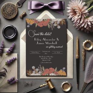 Romantische Stimmungvolle Vintage-Blumen-Dunkle Ho Save The Date