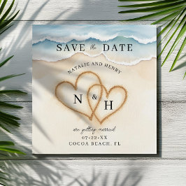 Romantische Strandherzen Save the Date | Aquarell