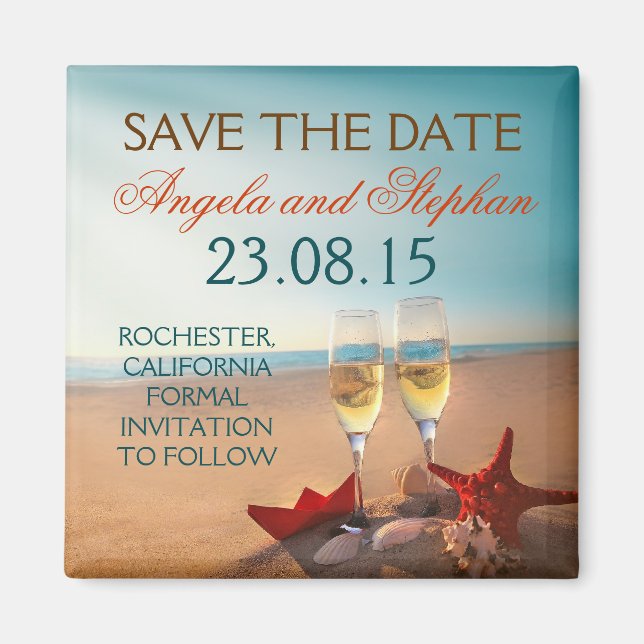 Romantische Strandhochzeit retten Dattelmagnete Magnet (Vorne)