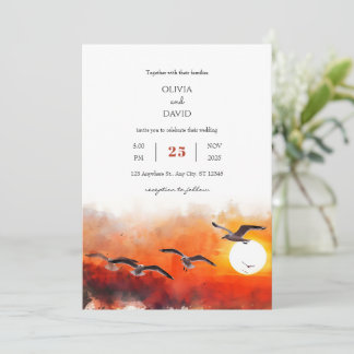 Romantische Summer Seagull Horizon Art Beach Hochz Einladung