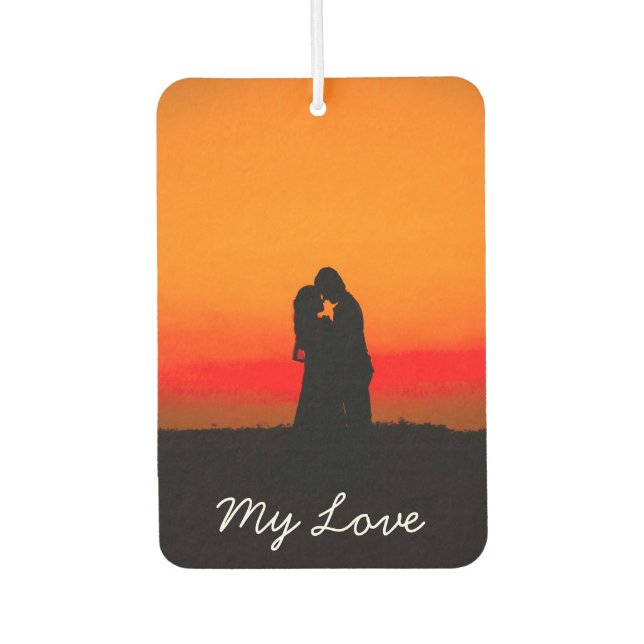 Romantische Sunset Couple küsst meine Liebe Typogr Autolufterfrischer (Vorderseite)