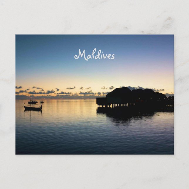 Romantische Sunset Maldives Beach Bungalows Postkarte (Vorderseite)
