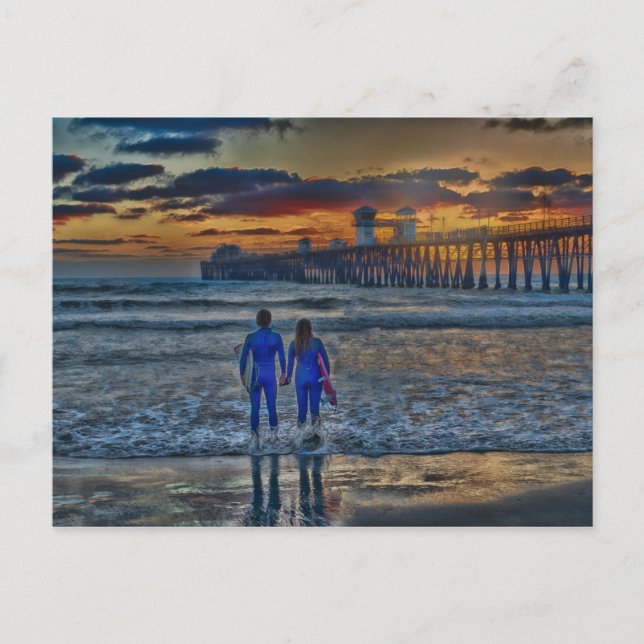 Romantische Surfer Postkarte (Vorderseite)