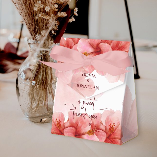 Romantische Süße Danke für die Hochzeit der Blume  Geschenkschachtel (Romantic Sweet Thank You Watercolor Flower Wedding Favor Box)