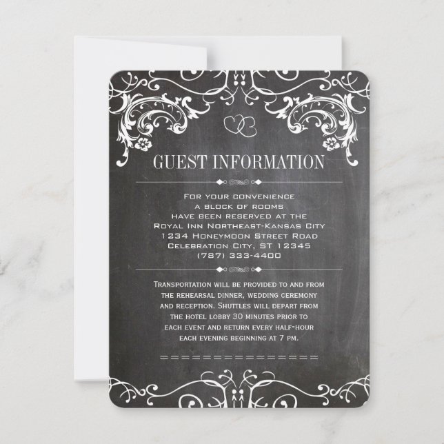 Romantische Swirl Border Chalkboard Typografie ein Einladung (Vorderseite)
