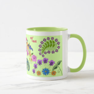 Romantische Tasse mit Liebesvögeln und Sondertext