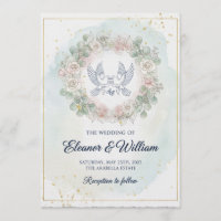 Romantische Tauben  Rosa Wasserfarben-Hochzeit mit