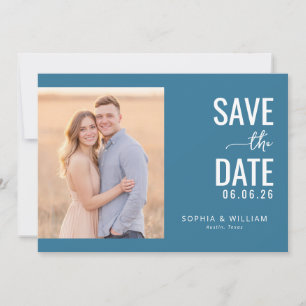 Romantische Teal-Minimalistische-Foto Save The Date