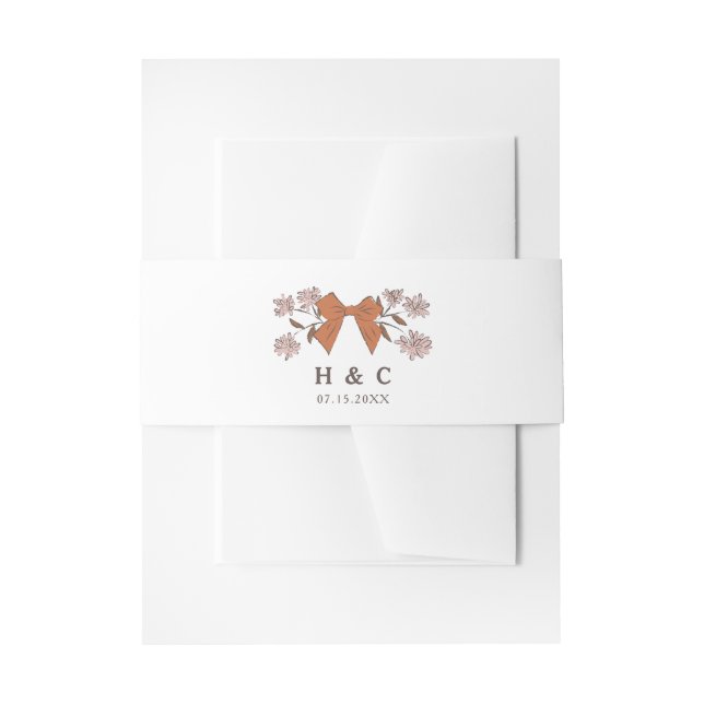 Romantische Terracotta Bow Floral Wedding Einladungsbanderole (Vorderseite Beispiel)