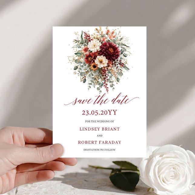 Romantische Terrakotta Boho Gold Save The Date (Romantic Terracotta Boho Gold Save The Date

)