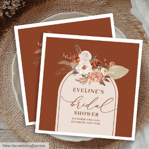 Romantische Terrakotta-Pampas-Boho-Hochzeitsservie Serviette