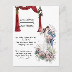 Romantische Theaterbogen-Hochzeitseinladungskarte Postkarte
