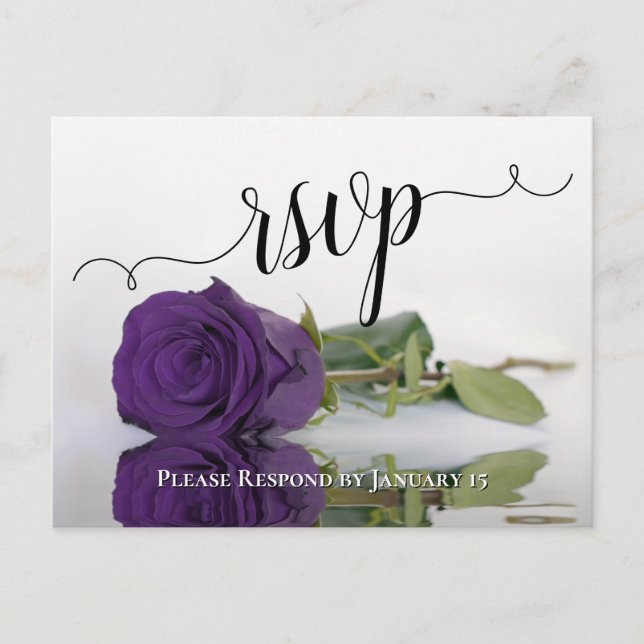 Romantische Tief Lila reflektierende Rose Hochzeit Postkarte (Vorderseite)