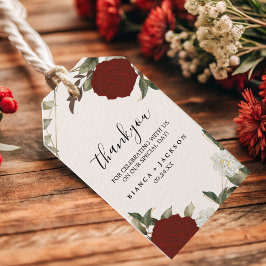 Romantische tiefe Rote Rose Blumenzauberkunst Geschenkanhänger