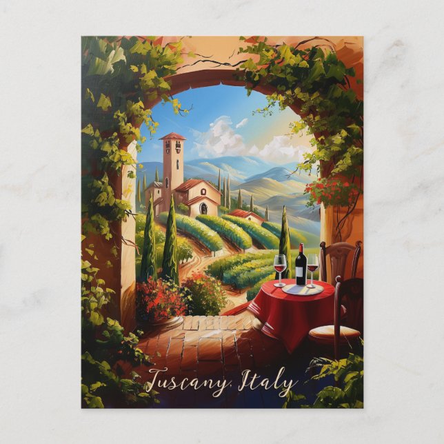 Romantische Toskana Malerei Italien Reisen Kunst Postkarte (Vorderseite)