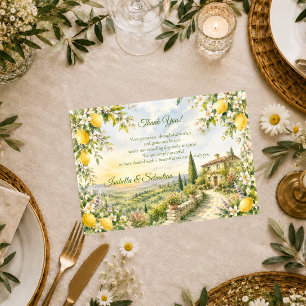 Romantische toskanische Hochzeit Dankeskarte
