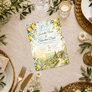 Romantische toskanische Hochzeit Einladung