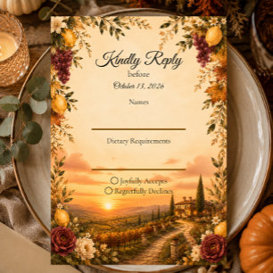 Romantische toskanische Hochzeit RSVP Karte