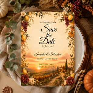 Romantische toskanische Hochzeit Save The Date