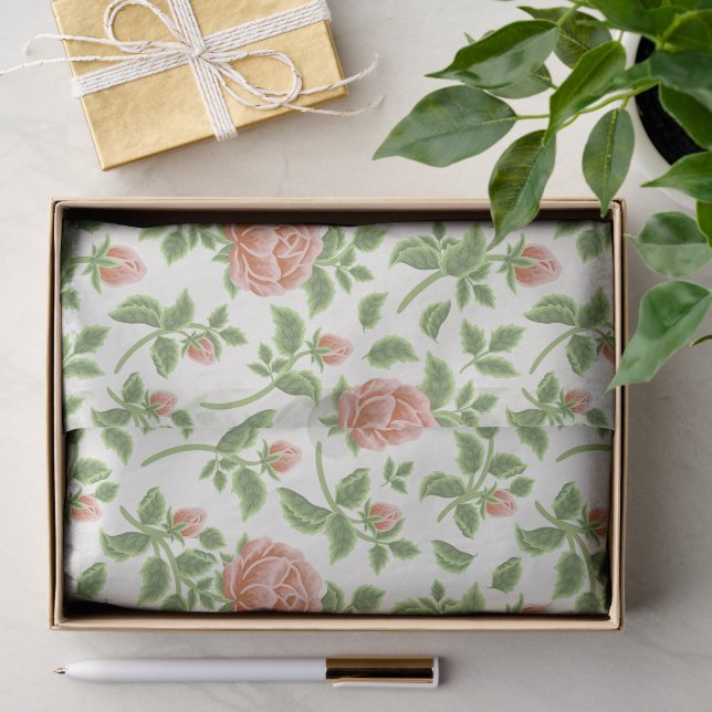 Romantische trendrosa Rosen Vintager Hintergrund Seidenpapier (Geschenk)