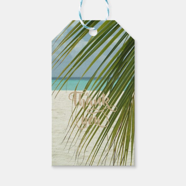 Romantische tropische Blätter am Strand Geschenkanhänger (Vorderseite)