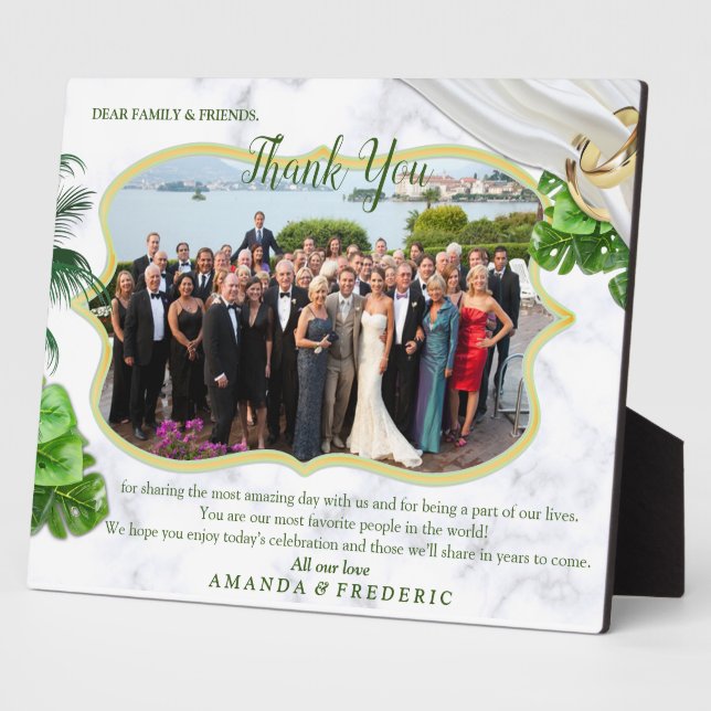 Romantische tropische Hochzeit Danke Plaque Fotoplatte (Seite)