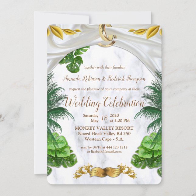 Romantische tropische Hochzeit Einladung (Vorderseite)