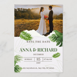 Romantische Tropische Hochzeit Save The Date