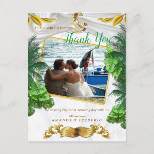 Romantische tropische Hochzeit Vielen Dank Postkarte