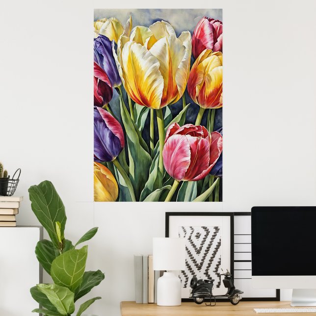 Romantische Tulip Blossom Poster Art (Heimbüro)