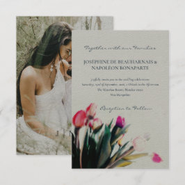 Romantische Tulpen Wasserfarbe mit Foto Hochzeit Einladung