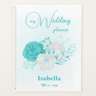 romantische türkisfarbene Blume Hochzeit Planer