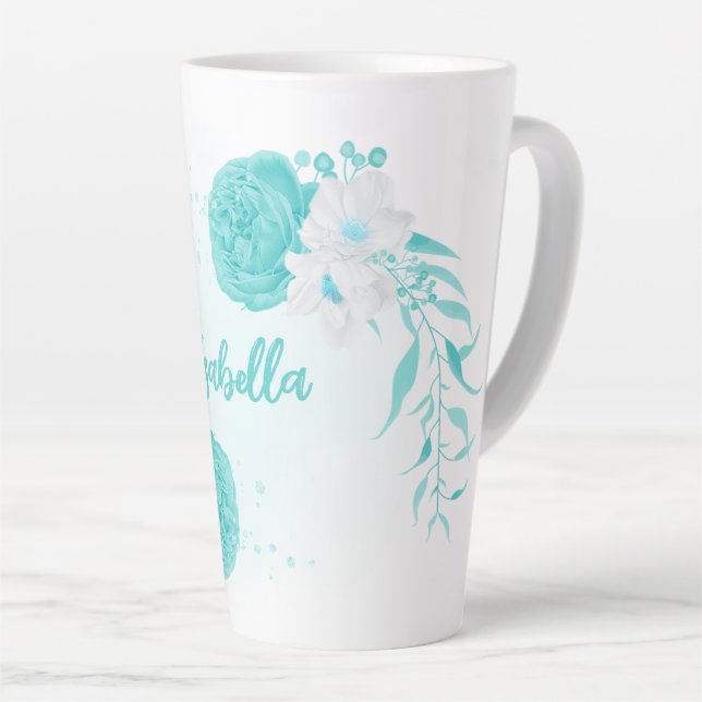 romantische türkisfarbene Blume Milchtasse (Rechte Ecke)