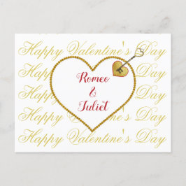 Romantische Typografie Rotes Gold Herzstück Valent Feiertagspostkarte