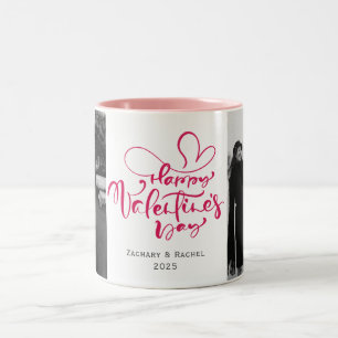 Romantische Typografie Valentinstag 2 Foto Zweifarbige Tasse