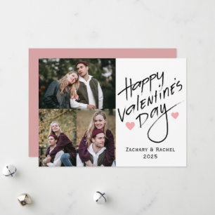 Romantische Typografie Valentinstag Paar 3 Foto Feiertagskarte