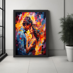 Romantische Umarmung Abstrakter Expressionismus Poster