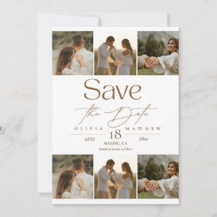 Romantische und elegante Foto-Collage-Hochzeit Save The Date