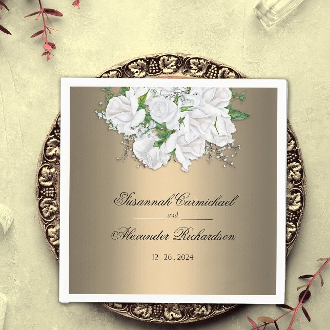 Romantische und elegante Rose auf der Goldhochzeit Serviette (Von Creator hochgeladen)