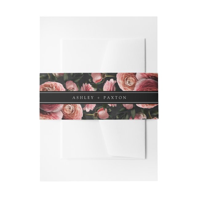 Romantische und moody-rosa Bouquet-Einladung Belly Einladungsbanderole (Vorderseite Beispiel)