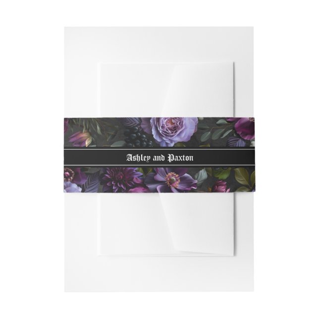 Romantische und moody-rosa Bouquet-Einladung Belly Einladungsbanderole (Vorderseite Beispiel)