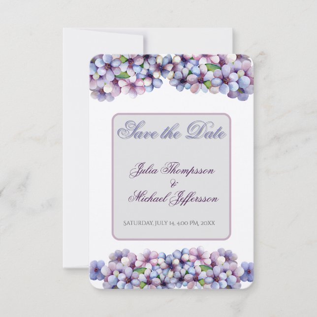 Romantische und poetische Pasta Lilac Wasserfarbe Einladung (Vorderseite)