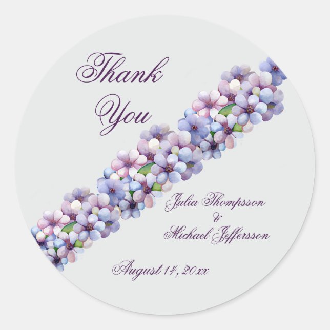 Romantische und poetische Pasta Lilac Wasserfarbe Runder Aufkleber (Vorderseite)