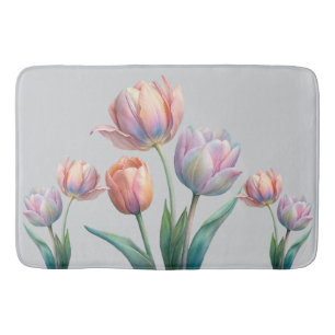 Romantische und poetische Pasta Tulips Wasserfarbe Badematte