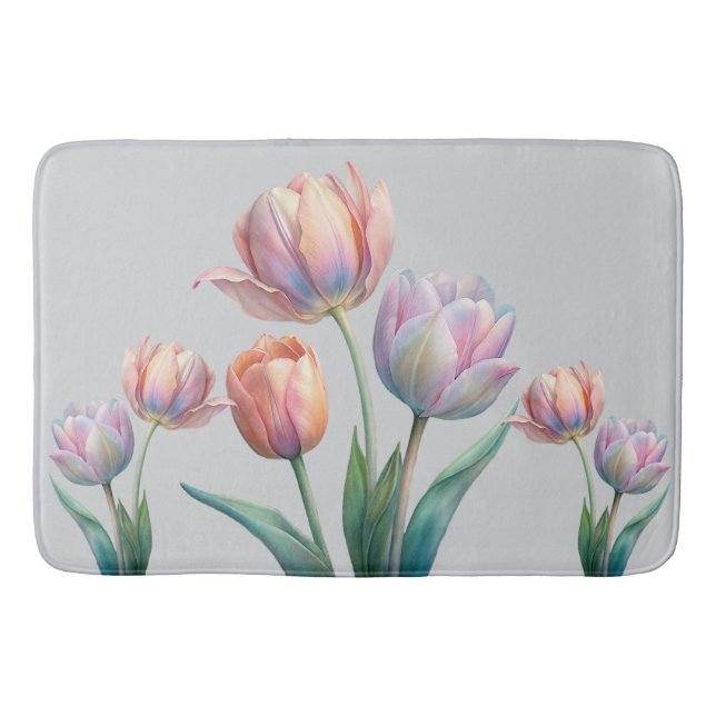 Romantische und poetische Pasta Tulips Wasserfarbe Badematte (Vorderseite)