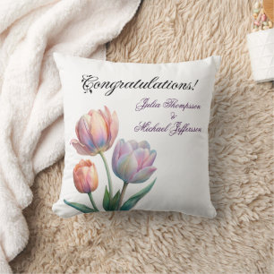 Romantische und poetische Pasta Tulips Wasserfarbe Kissen