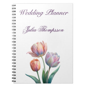 Romantische und poetische Pasta Tulips Wasserfarbe Notizblock