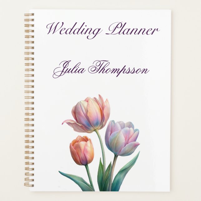 Romantische und poetische Pasta Tulips Wasserfarbe Planer (Vorderseite)