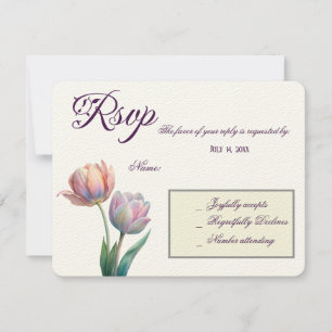 Romantische und poetische Pasta Tulips Wasserfarbe RSVP Karte